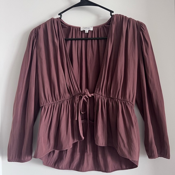 Aritzia Wilfred Tie Front Silk Top - Picture 1 of 3